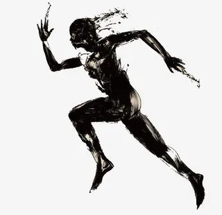 水墨奔跑的人物免抠