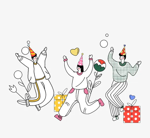 手绘卡通生日蛋糕庆典插画免抠