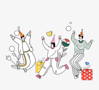 手绘卡通生日蛋糕庆典插画免抠