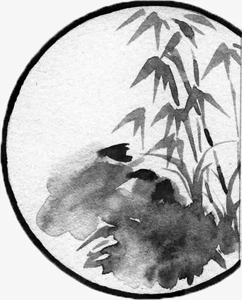 手绘古风竹子扇子免抠