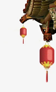 手绘古代灯笼屋檐免抠 手绘古代灯笼屋檐免抠