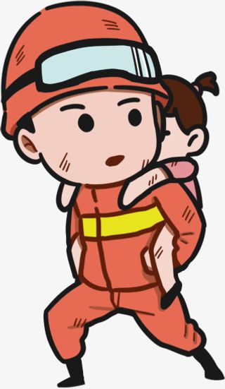 卡通消防员救援素材免抠