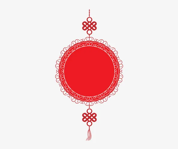 红色圆形中国结图案免抠