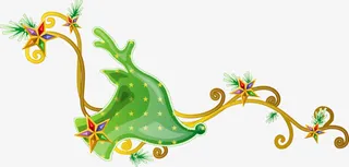 彩绘树枝花纹免抠