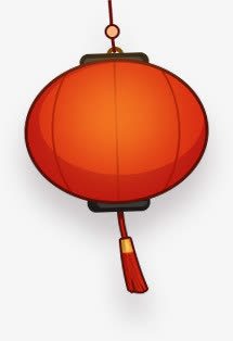 创意手绘渐变红色的灯笼免抠