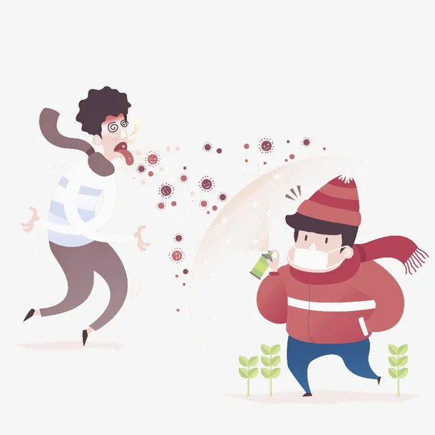 卡通手绘病毒防护插画免抠免抠