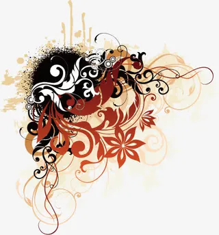 潮流花朵线条免抠