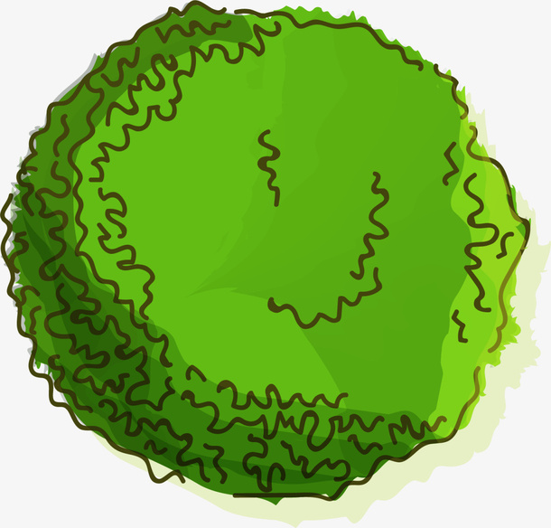 水彩春季绿色树丛免抠