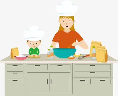 矢量做饭的母子免抠