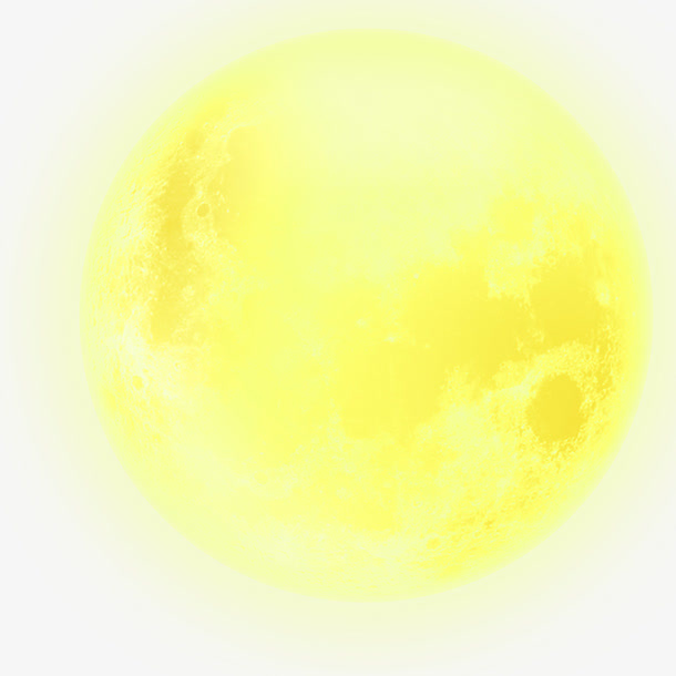 黄色发光月球月亮装饰图案免抠