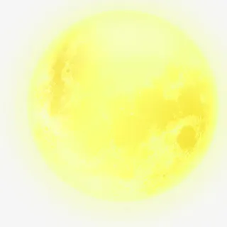 黄色发光月球月亮装饰图案免抠