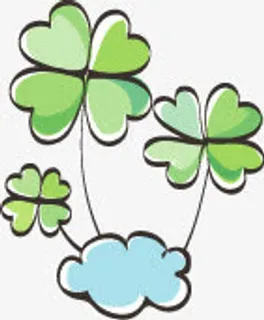 春天蓝色云彩植物免抠