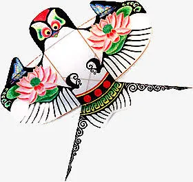 荷花纹燕子风筝免抠