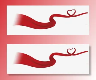 中国风爱心丝带免抠