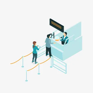 蓝色卡通登机口矢量图免抠