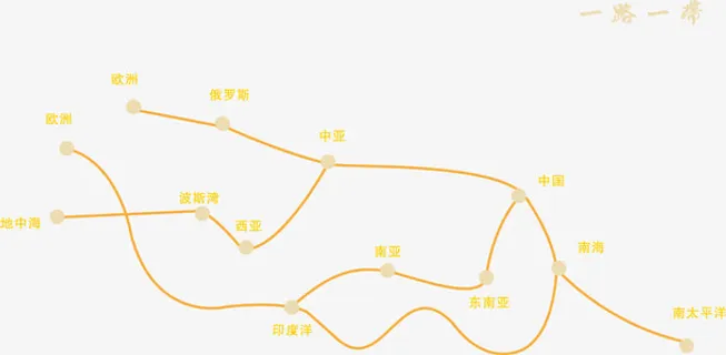 黄色丝路地图矢量免抠