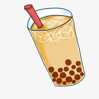 一杯带红色色吸管的珍珠豆奶茶卡免抠