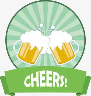 干杯绿色标签免抠