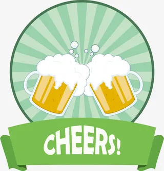 干杯绿色标签免抠