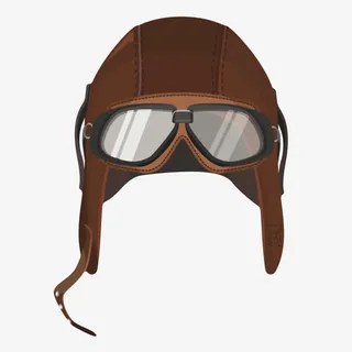 棕色飞行员头盔古代器物卡通免抠