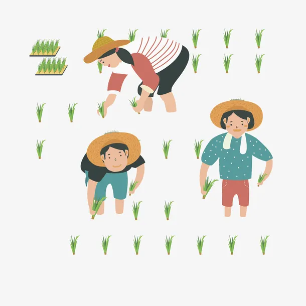 插秧农民免抠