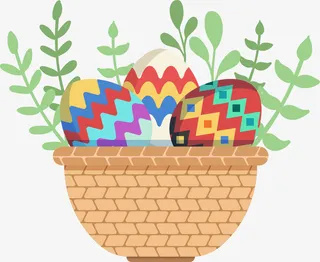 复活节彩蛋枝条篮子免抠