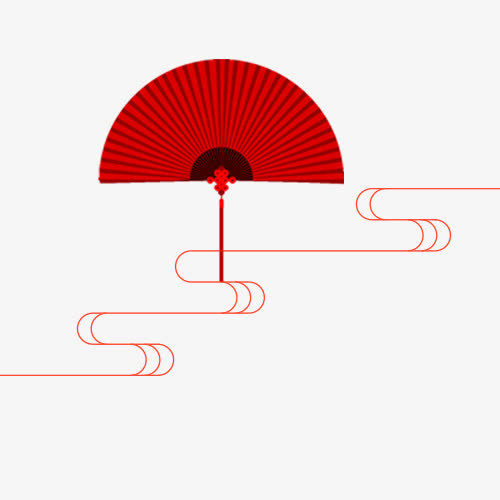 红色折扇免抠