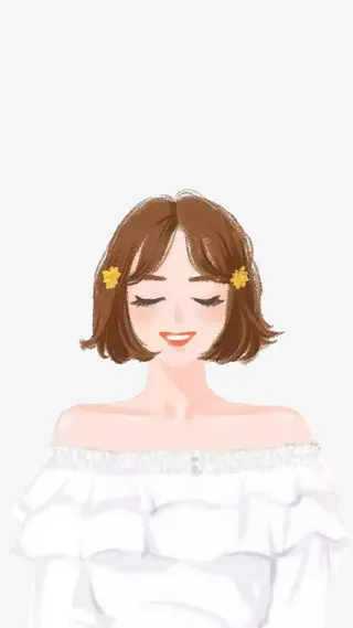 一个闭着眼睛微笑的女孩PNG下载免抠