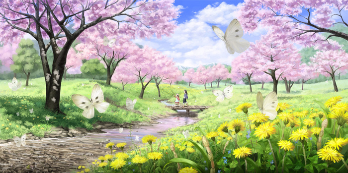 春天盛开的花海高清摄影风景背景
