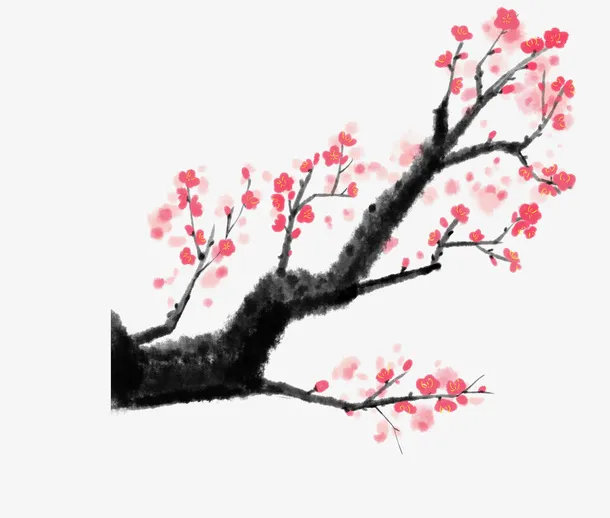 入冬冷傲风雪梅花盛开11免抠
