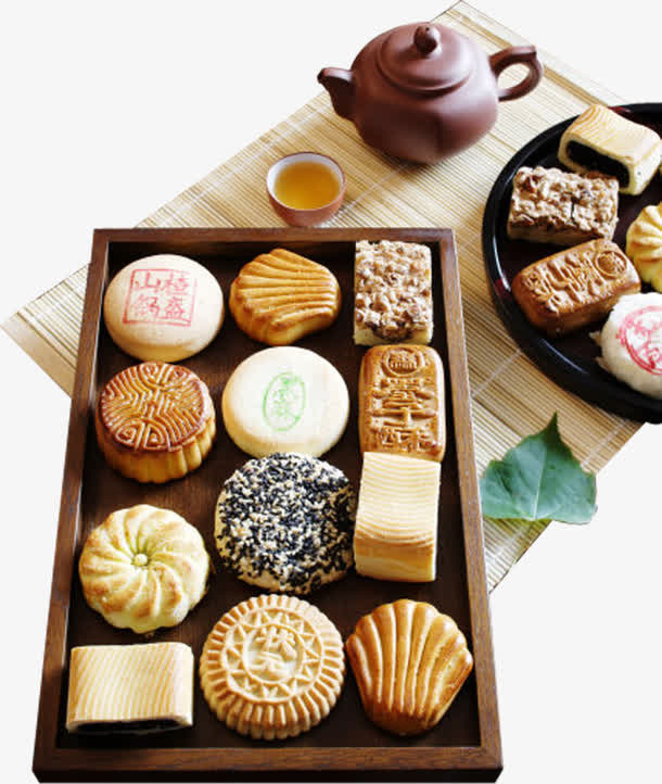 中国风茶点美味中秋免抠