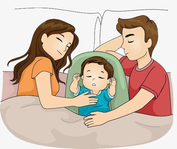 一家三口在睡觉免抠