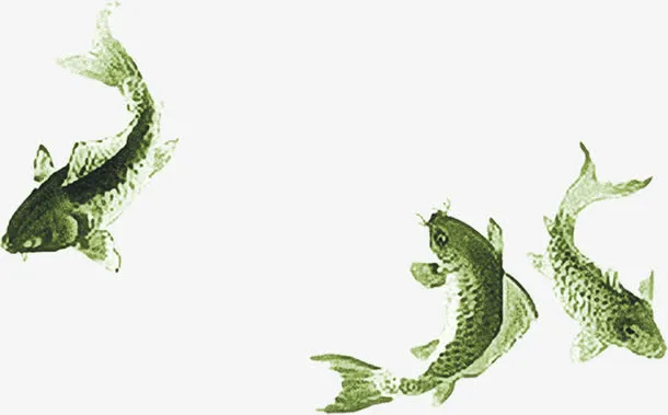 中国风鱼儿设计水墨免抠