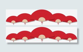 唯美中国风扇子折扇中国结底边装免抠