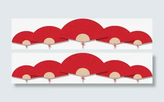 唯美中国风扇子折扇中国结底边装免抠