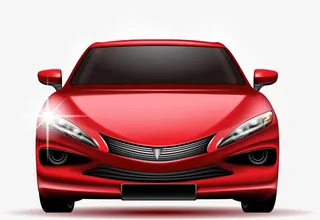 矢量手绘红色汽车免抠