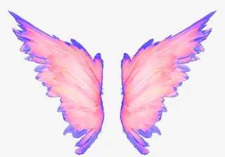 手绘粉色翅膀免抠