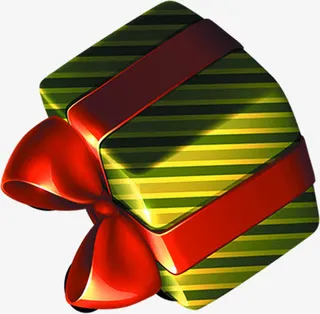 手绘黄绿色线条礼盒免抠