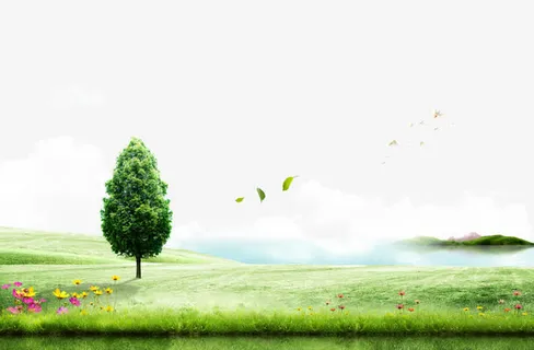 绿色唯美风景免抠