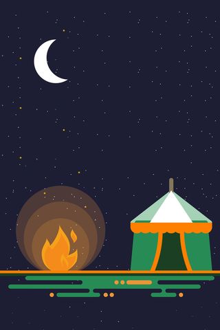 蓝色极简星空野营广告高清