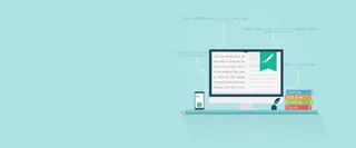 天蓝色背景扁平化电脑桌物品图标