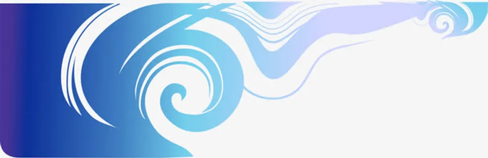 蓝色潮流花纹免抠