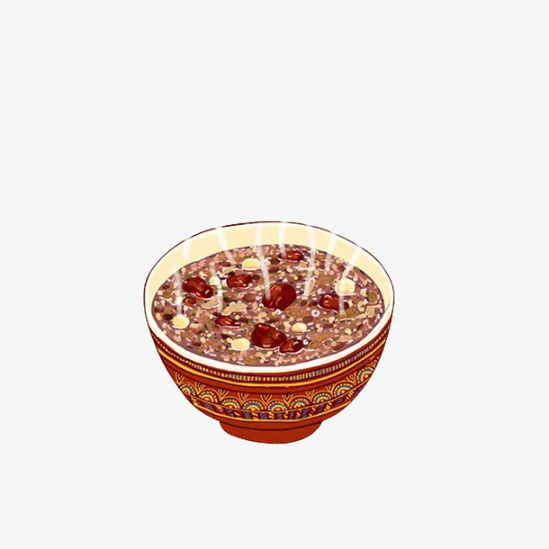 手绘热气腾腾的腊八粥免抠