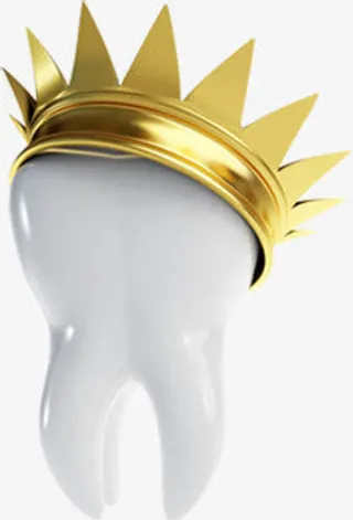 黄色皇冠牙齿装饰免抠