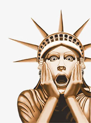 自由女神惊恐表情元素装饰免抠