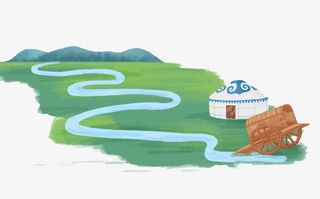 插画 蒙古包风格免抠
