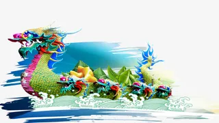 多彩复古龙舟免抠