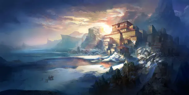 大气天空城池积雪室外背景