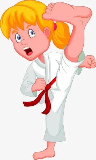 练习跆拳道的女孩免抠