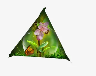 三角形桃花边框设计免抠